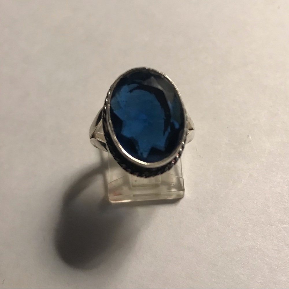Blue Sapphire 925 Sterling Silver Ring - Picture 2 of 3